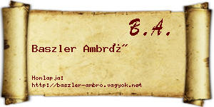 Baszler Ambró névjegykártya